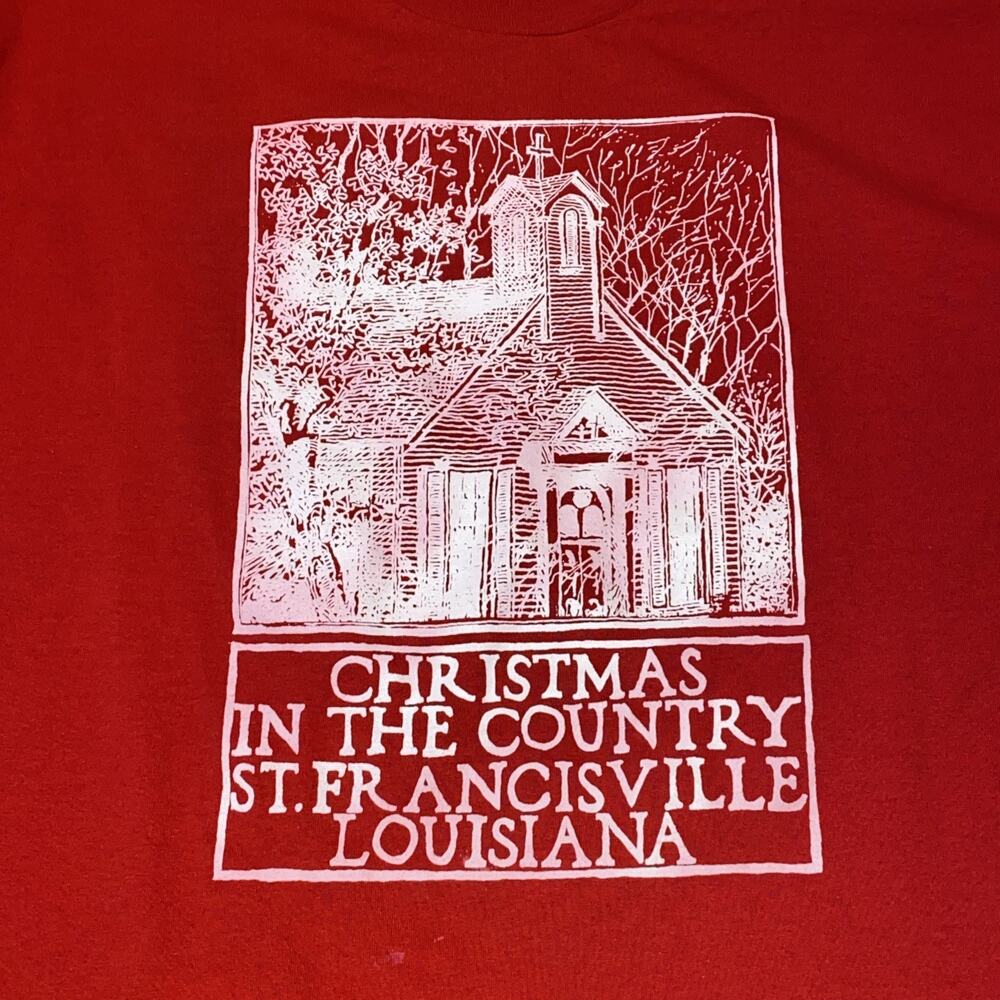 Vintage Louisiana Shirt XL Red Christmas in the Country Festival Single Stitch